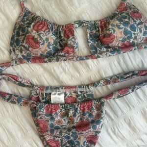Strawberry Milk Mob Floral Bikini Set - Pink and Green